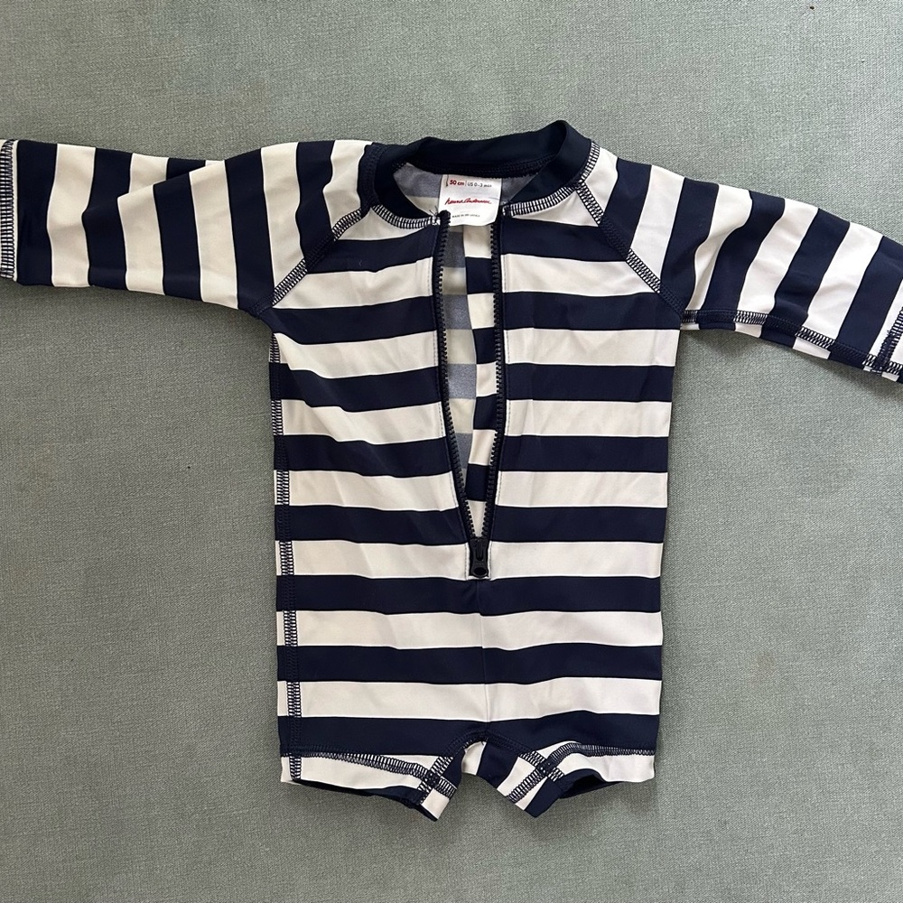 Hanna Andersson Navy and White Striped 0-3mo Swimwear